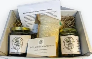 A gift box of small-batch mushroom products